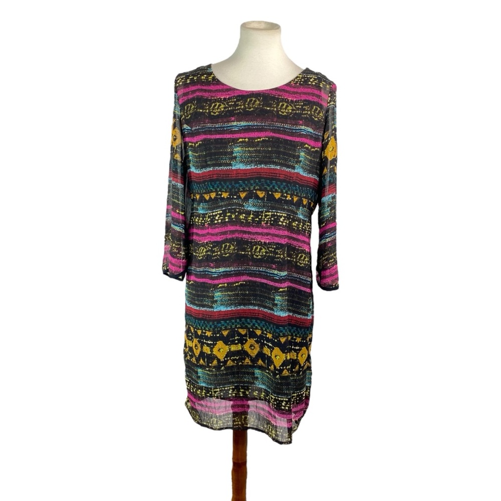 Woman’s Alison Sheri multicolor multi pattern dress size S